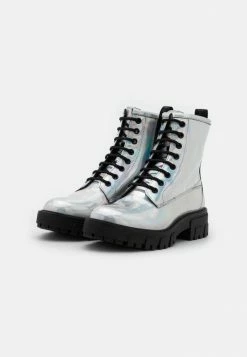 HUGO AXEL BOOTIE - Lace-up Ankle Boots - Silver-coloured -HUGO Shop 0d391503fc834274b550c668f4efefef