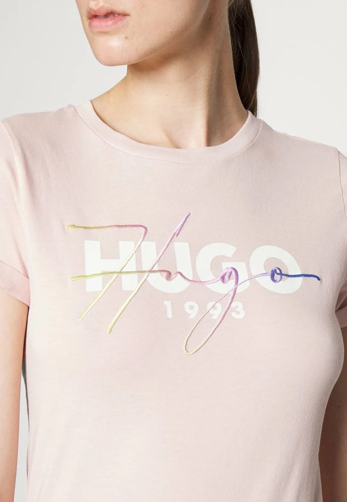 HUGO THE SLIM TEE - Print T-shirt - Light Pastel Pink 6 HUGO THE SLIM TEE - Print T-shirt - Light Pastel Pink - Image 6