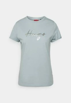 HUGO THE SLIM TEE - Print T-shirt - Light Pastel Blue