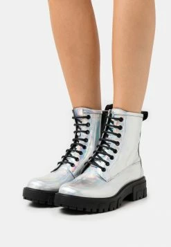 HUGO AXEL BOOTIE - Lace-up Ankle Boots - Silver-coloured