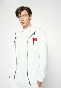 HUGO DAPLE - Zip-up Sweatshirt - White -HUGO Shop 897ac678454d4dc8b3fca864595e0348