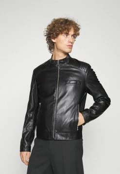HUGO BEVNI - Faux Leather Jacket - Black