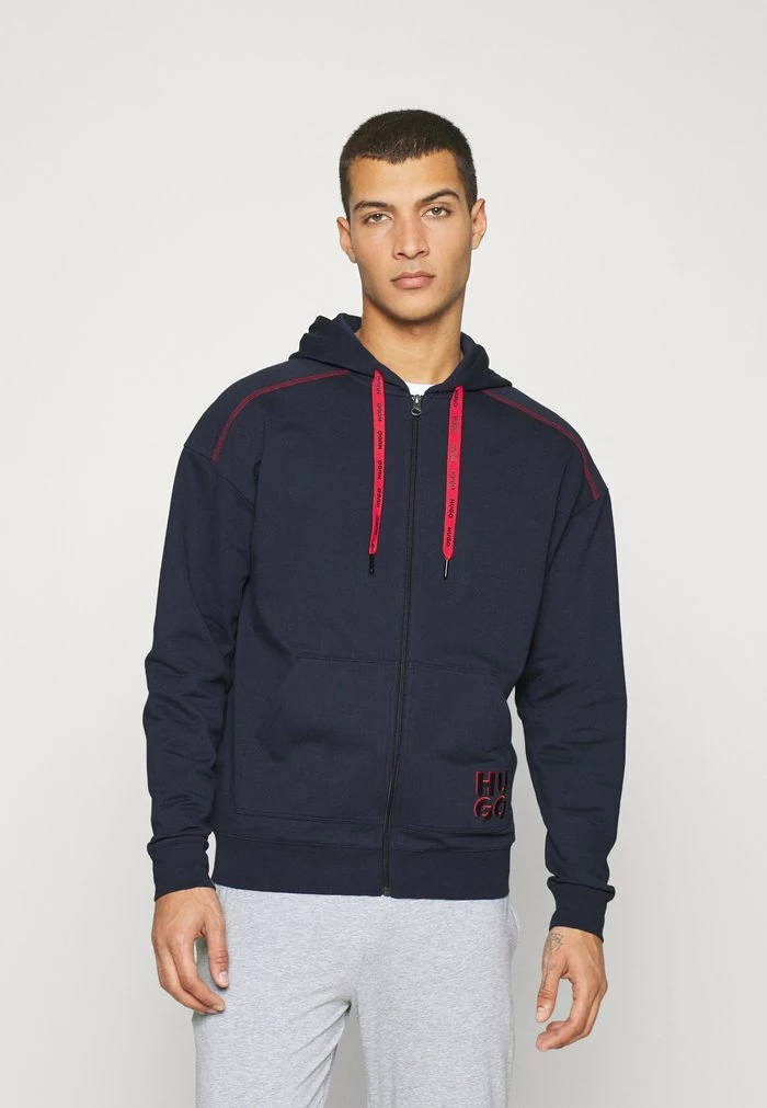 HUGO MONOLOGO JACKET HOOD - Zip-up Sweatshirt - Dark Blue 1 HUGO MONOLOGO JACKET HOOD - Zip-up Sweatshirt - Dark Blue